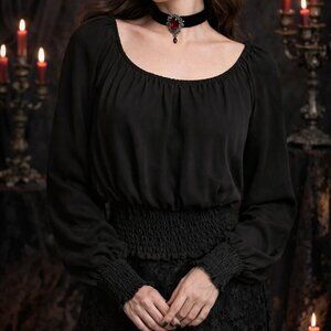 REVAMPED size S, Cathedral dark blouse, funeral viel midnight black